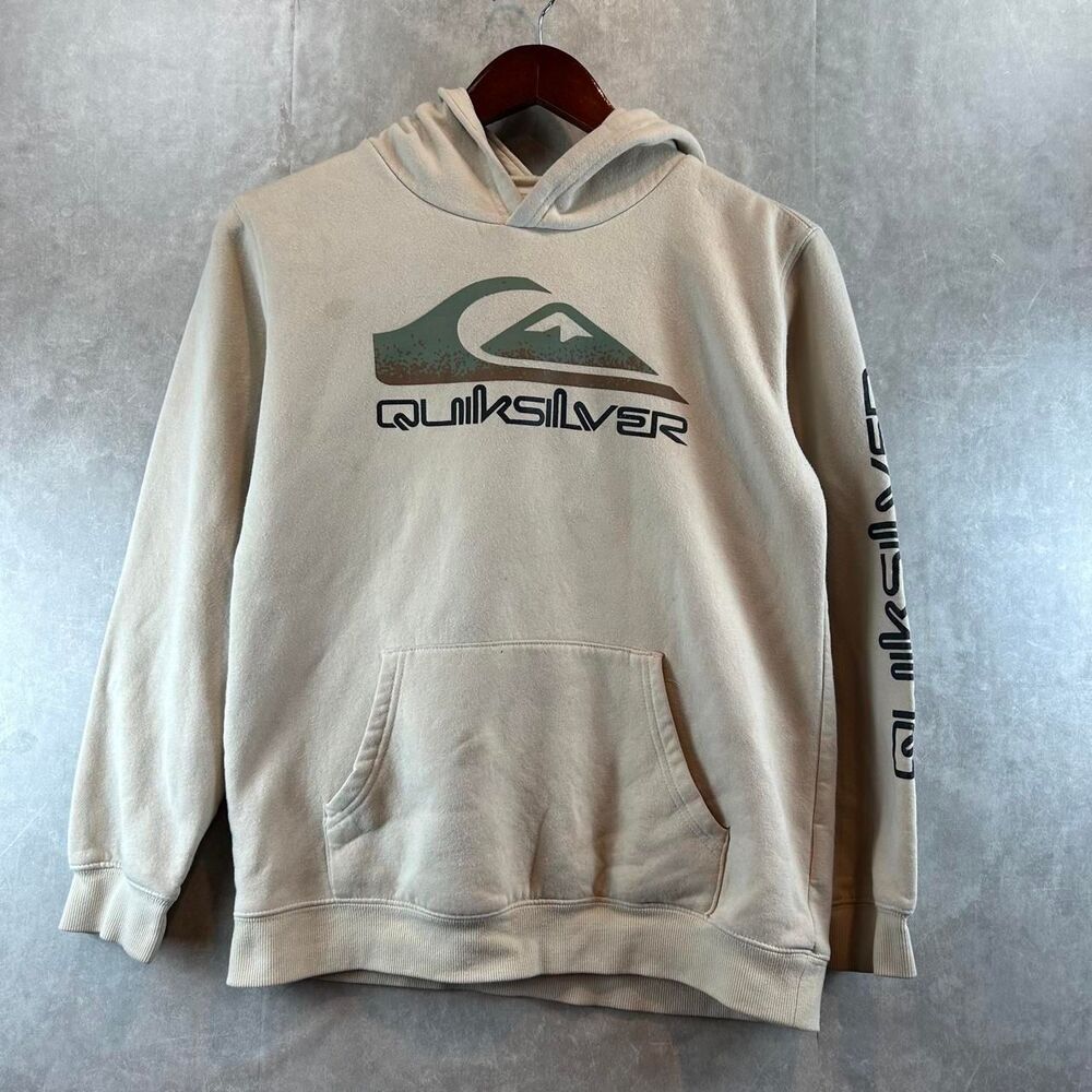 Quiksilver Men's Cream and Tan Hoodie